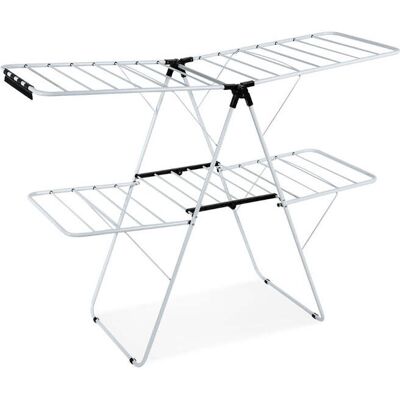 HELLOSHOP26 Tendedero Plegable 154 X 55,5 X 112 Cm Gran Superficie De Secado Diseño Práctico Acero Blanco Y Negro 200019665 HELLOSHOP26 Tendedero Plegable 154 X 55,5 X 112 Cm Gran Superficie De Secado Diseño Práctico Acero Blanco Y Negro 200019665