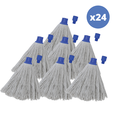 Msv - Juego De 24 Flecos De Fregona De Recambio En Algodón Superior 220gr Punta Hexagonal Blanca Msv - Juego De 24 Flecos De Fregona De Recambio En Algodón Superior 220gr Punta Hexagonal Blanca