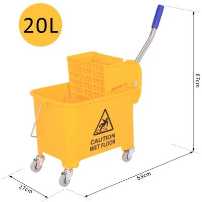 PZCC Carro De Limpieza Profesional De 20 Litros Con Cubo Para Fregona, Carro De Limpieza De Suelos Con Escurridor, Panel Separador, Asa Y 4 Ruedas De Plástico, 60 X 27 X 70,5 Cm, Amarillo PZCC Carro De Limpieza Profesional De 20 Litros Con Cubo Para Fregona, Carro De Limpieza De Suelos Con Escurridor, Panel Separador, Asa Y 4 Ruedas De Plástico, 60 X 27 X 70,5 Cm, Amarillo
