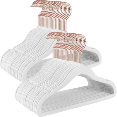 OEM Juego De 50 Perchas Con Ganchos Color Oro Rosa, Antideslizantes Y Que Ahorran Espacio, Perfectas Para Ropa De Niños Y Bebés, Faldas Y Pantalones, En Terciopelo Blanco. OEM Juego De 50 Perchas Con Ganchos Color Oro Rosa, Antideslizantes Y Que Ahorran Espacio, Perfectas Para Ropa De Niños Y Bebés, Faldas Y Pantalones, En Terciopelo Blanco.