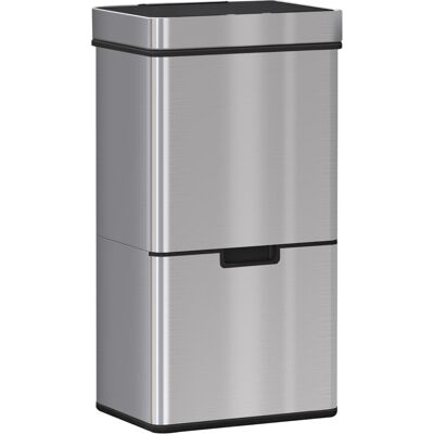 JHY DESIGN Cubo De Basura Automático De 47 L + 2 X 12,5 L Con Sensor De Movimiento, Sistema De Clasificación De Residuos De Acero Inoxidable A Prueba De Fugas Para La Cocina, Color Plata. JHY DESIGN Cubo De Basura Automático De 47 L + 2 X 12,5 L Con Sensor De Movimiento, Sistema De Clasificación De Residuos De Acero Inoxidable A Prueba De Fugas Para La Cocina, Color Plata.