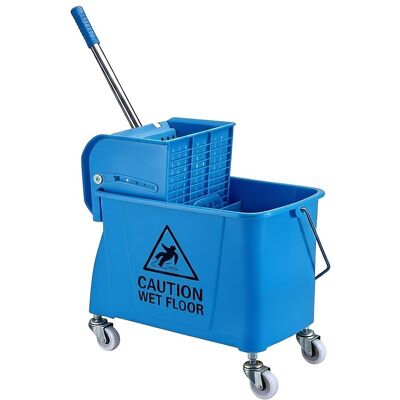 Relaxdays Carro De Limpieza, 2 Compartimentos, Con Prensa Y Soporte Para Fregona, 66×44×28 Cm, Pp, Azul Relaxdays Carro De Limpieza, 2 Compartimentos, Con Prensa Y Soporte Para Fregona, 66×44×28 Cm, Pp, Azul