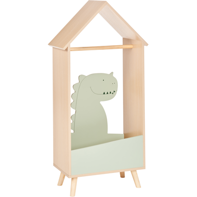 Beliani - Perchero Con Almacenaje De Madera De Pino Mdf Con Motivo De Dinosaurio En Madera Clara Verde Claro Durango Beliani - Perchero Con Almacenaje De Madera De Pino Mdf Con Motivo De Dinosaurio En Madera Clara Verde Claro Durango