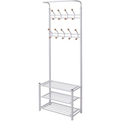 Perchero de ropa con almacenamiento para zapatos vidaXL - 68x32x182.5 cm Blanco Mueble Perchero de ropa con almacenamiento para zapatos vidaXL - 68x32x182.5 cm Blanco Mueble