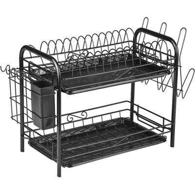 OEM Escurridor De Platos Multifuncional De 2 Niveles, Fabricado En Acero Al Carbono Resistente A La Corrosión, Con Ganchos Y Soporte Para Utensilios. OEM Escurridor De Platos Multifuncional De 2 Niveles, Fabricado En Acero Al Carbono Resistente A La Corrosión, Con Ganchos Y Soporte Para Utensilios.