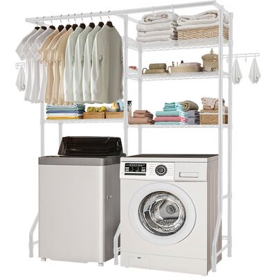 Vevor Estante De Almacenamiento Para Lavadora Y Secadora, Tendedero De 6 Niveles Con Barra Y Ganchos, Estantes Ajustables De Dos Filas Para Lavadora, Ahorra Espacio Para Lavadero, Color Blanco Vevor Estante De Almacenamiento Para Lavadora Y Secadora, Tendedero De 6 Niveles Con Barra Y Ganchos, Estantes Ajustables De Dos Filas Para Lavadora, Ahorra Espacio Para Lavadero, Color Blanco