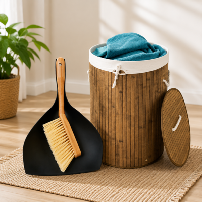NORTHIX Indoor Cleaning Caddy Set (2-piece) – Hand Brush With Dustpan And Lidded Laundry Basket NORTHIX Indoor Cleaning Caddy Set (2-piece) – Hand Brush With Dustpan And Lidded Laundry Basket