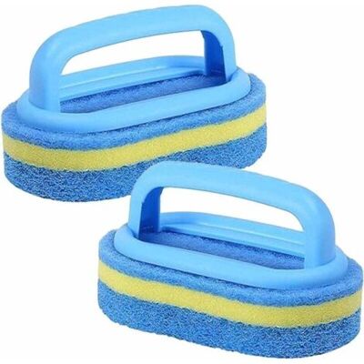FOCTRO 2 Piezas (14 Cm / 7,5 Cm) Esponjas Para Limpieza Del Baño Con Mango De Plástico, Cepillo Multifuncional De Limpieza, Esponja Y Cepillo Para Cocina, Esponja Universal Para Azulejos. FOCTRO 2 Piezas (14 Cm / 7,5 Cm) Esponjas Para Limpieza Del Baño Con Mango De Plástico, Cepillo Multifuncional De Limpieza, Esponja Y Cepillo Para Cocina, Esponja Universal Para Azulejos.