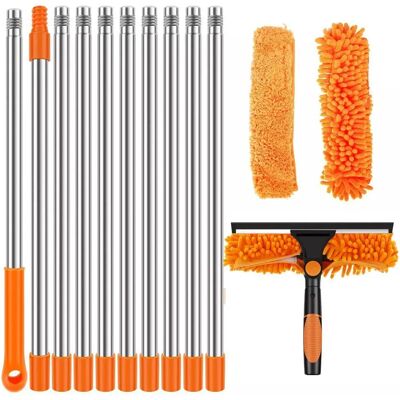 OEM Limpiacristales Telescópico, Mango Extensible De 424 Cm, Cabezal Ajustable, Hojas De Microfibra Y Chenilla, Para Ventanas Y Paneles Solares. OEM Limpiacristales Telescópico, Mango Extensible De 424 Cm, Cabezal Ajustable, Hojas De Microfibra Y Chenilla, Para Ventanas Y Paneles Solares.