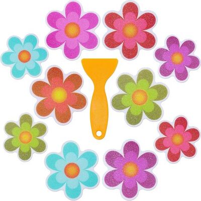 LIIYIELA Paquete De 10 Pegatinas Impermeables Antideslizantes Para Ducha Con Rascador De Alta Calidad (diseño Floral, Tamaño 9,5 X 9,5 Cm) LIIYIELA Paquete De 10 Pegatinas Impermeables Antideslizantes Para Ducha Con Rascador De Alta Calidad (diseño Floral, Tamaño 9,5 X 9,5 Cm)
