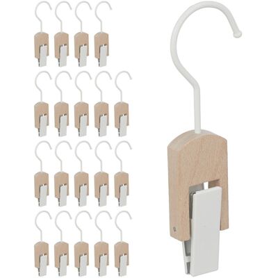 RELAXDAYS Set De 20 Ganchos Para Botas, Hierro Y Madera, Colgador Pinzas, Clips Engomados, Para Percheros, Blanco/natural RELAXDAYS Set De 20 Ganchos Para Botas, Hierro Y Madera, Colgador Pinzas, Clips Engomados, Para Percheros, Blanco/natural