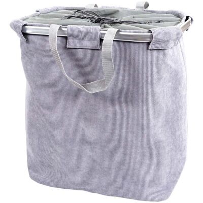Décoshop26 - Cesto Para La Ropa Sucia Con Cordón 2 Compartimentos 54x52x32cm 89l Gris 040001295 Décoshop26 - Cesto Para La Ropa Sucia Con Cordón 2 Compartimentos 54x52x32cm 89l Gris 040001295