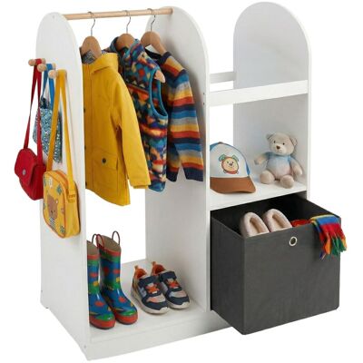 Relaxdays Perchero Infantil Con 3 Ganchos, Barra Y Caja De Almacenamiento, 108 X 97 X 35 Cm, Habitación Infantil, Blanco Relaxdays Perchero Infantil Con 3 Ganchos, Barra Y Caja De Almacenamiento, 108 X 97 X 35 Cm, Habitación Infantil, Blanco