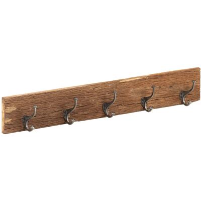 HELLOSHOP26 Perchero De Pasillo De Madera Maciza Reciclada Con 5 Ganchos Diseño Moderno Práctico 100 X 2,5 X 15 Cm Madera Marrón 020046710 HELLOSHOP26 Perchero De Pasillo De Madera Maciza Reciclada Con 5 Ganchos Diseño Moderno Práctico 100 X 2,5 X 15 Cm Madera Marrón 020046710