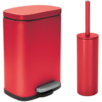 Papelera Con Pedal Y Escobilla 5l Akira Rojo Mate Spirella Papelera Con Pedal Y Escobilla 5l Akira Rojo Mate Spirella