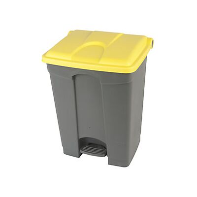 Cubo de basura con pedal Kaiserkraft - 70L, Gris, Tapa Amarilla Cubo de basura con pedal Kaiserkraft - 70L, Gris, Tapa Amarilla
