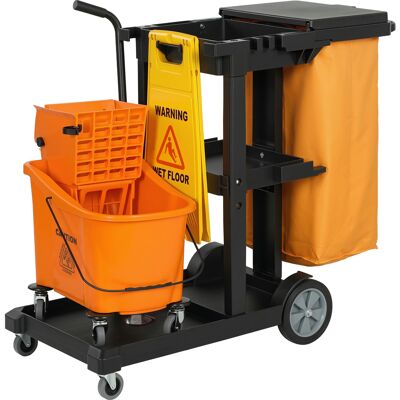 TORMATOR Carro De Limpieza: Ruedas, 3 Estantes, Bolsa De 70 Litros, Cubo Con Escurridor. TORMATOR Carro De Limpieza: Ruedas, 3 Estantes, Bolsa De 70 Litros, Cubo Con Escurridor.