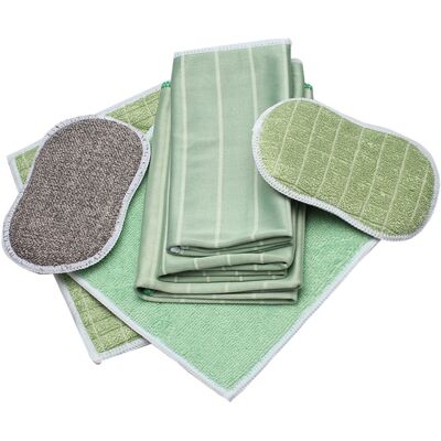 NO BRAND Juego De Toallas De Cocina, Estropajos, Paños Absorbentes De Fibra De Bambú Para Limpiar Cristales Y Bloque De Esponja (6 Piezas). NO BRAND Juego De Toallas De Cocina, Estropajos, Paños Absorbentes De Fibra De Bambú Para Limpiar Cristales Y Bloque De Esponja (6 Piezas).