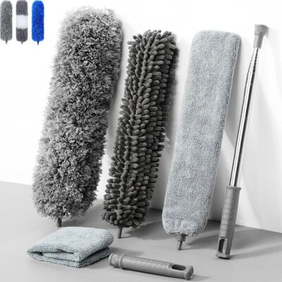JALLERIA Plumero Telescópico Lavable, Plumero, Varilla Flexible Y Cepillo Para Esquinas, Microfibra De Acero Inoxidable Con Varilla Telescópica, Largo Extensible Hasta 250 Cm, Cepillo Para Polvo Para Techos, H JALLERIA Plumero Telescópico Lavable, Plumero, Varilla Flexible Y Cepillo Para Esquinas, Microfibra De Acero Inoxidable Con Varilla Telescópica, Largo Extensible Hasta 250 Cm, Cepillo Para Polvo Para Techos, H