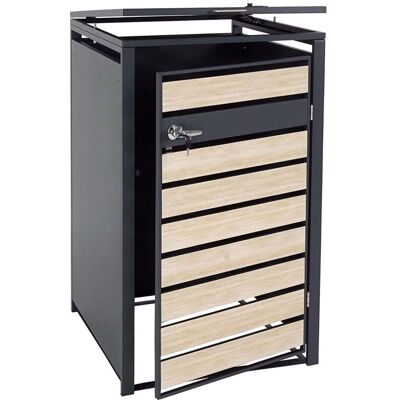 Décoshop26 - Refugio Para Cubo De Basura Con Cerradura En Metal Antracita Con Aspecto De Madera De Haya Marrón Claro Mdj04177 Décoshop26 - Refugio Para Cubo De Basura Con Cerradura En Metal Antracita Con Aspecto De Madera De Haya Marrón Claro Mdj04177