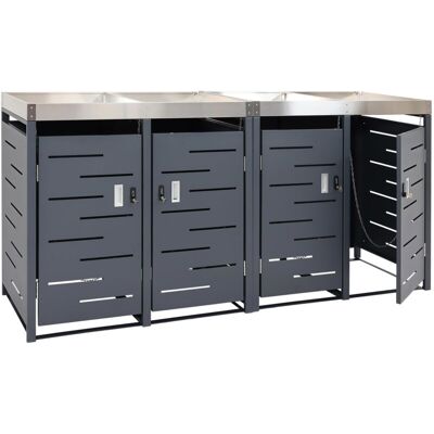 DÉCOSHOP26 Cubo De Basura Refugio 4 Compartimentos Maceteros Con Cerradura Acero Inoxidable-metal 110x230x62 Cm 040008244 DÉCOSHOP26 Cubo De Basura Refugio 4 Compartimentos Maceteros Con Cerradura Acero Inoxidable-metal 110x230x62 Cm 040008244