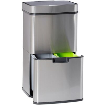 Relaxdays Cubo Basura Reciclaje Con Sensor, Acero Inoxidable, Plateado, 74.5 X 42 X 31.5 Cm Relaxdays Cubo Basura Reciclaje Con Sensor, Acero Inoxidable, Plateado, 74.5 X 42 X 31.5 Cm