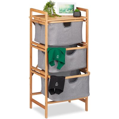 Relaxdays Estantería De Bambú, 3 Cestos Extraíbles, Mueble De Baño Y Dormitorio, 96 X 44 X 34,5cm, Marrón Natural Y Gris Relaxdays Estantería De Bambú, 3 Cestos Extraíbles, Mueble De Baño Y Dormitorio, 96 X 44 X 34,5cm, Marrón Natural Y Gris