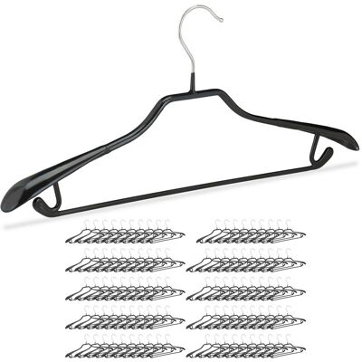 RELAXDAYS Pack De 100 Perchas Ropa Antideslizantes Para Trajes Con Barra, Metal Y Pvc, Negro, 45 Cm RELAXDAYS Pack De 100 Perchas Ropa Antideslizantes Para Trajes Con Barra, Metal Y Pvc, Negro, 45 Cm