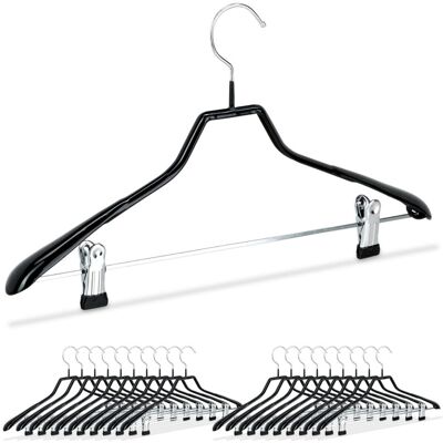 Pack De 20 Perchas Ropa Antideslizantes Con Pinzas, Metal Y Pvc, Negro, 42 Cm - Relaxdays Pack De 20 Perchas Ropa Antideslizantes Con Pinzas, Metal Y Pvc, Negro, 42 Cm - Relaxdays