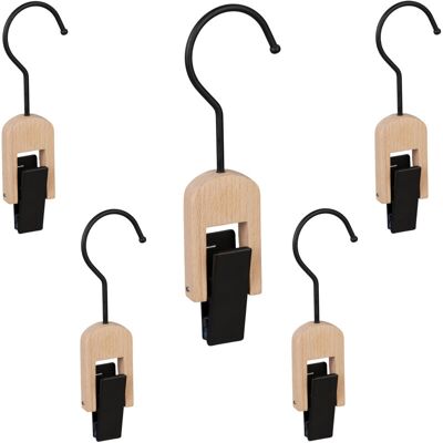 RELAXDAYS 40 Ganchos Para Botas, Engomados, Perchas Con Clip, Pañuelos Y Gorros, Madera Y Hierro, Negro/natural RELAXDAYS 40 Ganchos Para Botas, Engomados, Perchas Con Clip, Pañuelos Y Gorros, Madera Y Hierro, Negro/natural