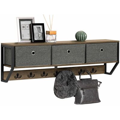 Perchero De Pared Para Pasillo, Guardarropa, Estante De Pared Con 3 Cestas Y 7 Ganchos Dobles Estilo Iindustrial 100 X 20 X 30 Cm Fhk26-n Sobuy Es Perchero De Pared Para Pasillo, Guardarropa, Estante De Pared Con 3 Cestas Y 7 Ganchos Dobles Estilo Iindustrial 100 X 20 X 30 Cm Fhk26-n Sobuy Es