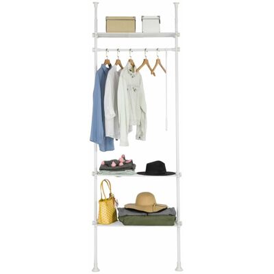 Perchero De Ropa Telescópico Altura Ajustable 233-300 Cm,perchero Extensible Con 1 Barras Y 3 Baldas Kls07-w Sobuy Es Perchero De Ropa Telescópico Altura Ajustable 233-300 Cm,perchero Extensible Con 1 Barras Y 3 Baldas Kls07-w Sobuy Es