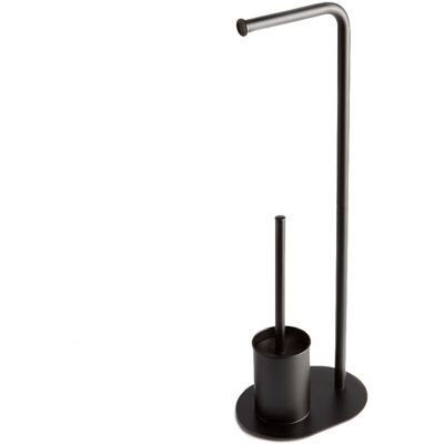 IPERBRIKO Soporte Para Papel Higiénico Y Escobilla Ovalada Negra Mate. IPERBRIKO Soporte Para Papel Higiénico Y Escobilla Ovalada Negra Mate.