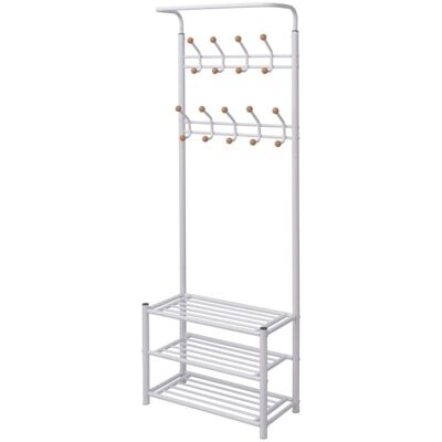 Perchero de ropa con almacenamiento para zapatos vidaXL - 68x32x182.5 cm Blanco Mueble Perchero de ropa con almacenamiento para zapatos vidaXL - 68x32x182.5 cm Blanco Mueble