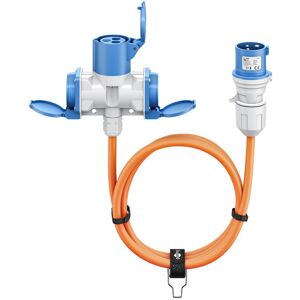Cable Adaptador Cee Para Caravana, 10m, Enchufe Cee A 1x Toma Cee Y 2x Toma Con Contacto De Protección, Ip 44, Cable De Camping, Autocarava Y Obras, 76266 - Goobay Cable Adaptador Cee Para Caravana, 10m, Enchufe Cee A 1x Toma Cee Y 2x Toma Con Contacto De Protección, Ip 44, Cable De Camping, Autocarava Y Obras, 76266 - Goobay