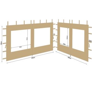 Quick-star - 2 Seitenteile Aus Polyester Mit Klarsicht Fenster 300/400x195cm Für Pavillon 3x4m Seitenwand Beige Ral 1001 Wasserdicht Quick-star - 2 Seitenteile Aus Polyester Mit Klarsicht Fenster 300/400x195cm Für Pavillon 3x4m Seitenwand Beige Ral 1001 Wasserdicht