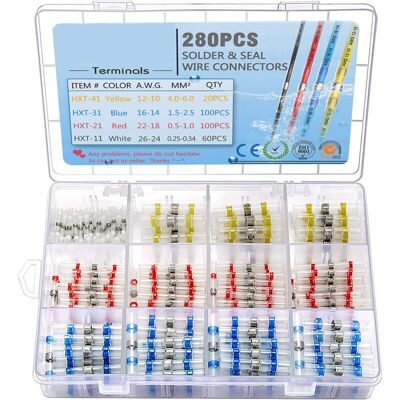 OEM 280 Uds Terminales Eléctricos Junta De Soldadura Termorretráctil Junta De Soldadura De Cobre Eléctrico Conector De Cable Termorretráctil 4 Tamaños De Abrazadera OEM 280 Uds Terminales Eléctricos Junta De Soldadura Termorretráctil Junta De Soldadura De Cobre Eléctrico Conector De Cable Termorretráctil 4 Tamaños De Abrazadera