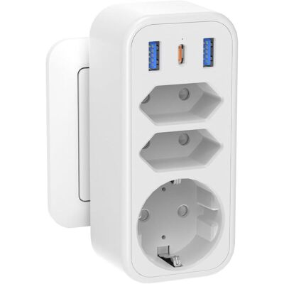 OEM Adaptador De Enchufe Múltiple 6 En 1 Con 1 Pd20w Usb C, 4000w/16a Enchufe Múltiple De 3 Vías Con 3 Enchufes Usb Regleta De Enchufes, Toma De Distribución Tomas Usb C Sin Salida De Cable OEM Adaptador De Enchufe Múltiple 6 En 1 Con 1 Pd20w Usb C, 4000w/16a Enchufe Múltiple De 3 Vías Con 3 Enchufes Usb Regleta De Enchufes, Toma De Distribución Tomas Usb C Sin Salida De Cable