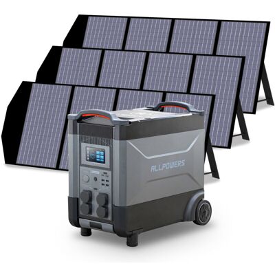 Allpowers Estación De Energía Portátil R4000 Con 3 X 140w Paneles Solares, Batería Lfp De 3456wh, 4 Tomas Ca 4000w (6000w Pico), Carga Rápida De 1.2h, Generador Solar Para Acampar, Cortes, Ups Backup Allpowers Estación De Energía Portátil R4000 Con 3 X 140w Paneles Solares, Batería Lfp De 3456wh, 4 Tomas Ca 4000w (6000w Pico), Carga Rápida De 1.2h, Generador Solar Para Acampar, Cortes, Ups Backup