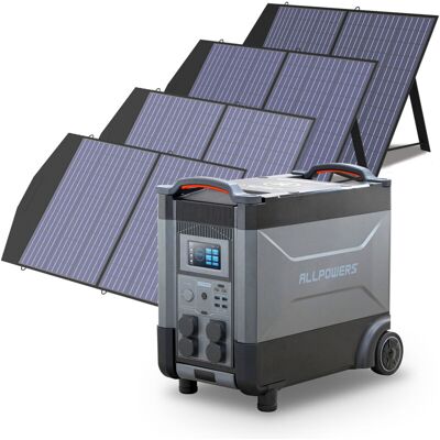 Allpowers Estación De Energía Portátil R4000 Con 4 X 100w Paneles Solares, Batería Lfp De 3456wh, 4 Tomas Ca 4000w (6000w Pico), Carga Rápida De 1.2h, Generador Solar Para Acampar, Cortes, Ups Backup Allpowers Estación De Energía Portátil R4000 Con 4 X 100w Paneles Solares, Batería Lfp De 3456wh, 4 Tomas Ca 4000w (6000w Pico), Carga Rápida De 1.2h, Generador Solar Para Acampar, Cortes, Ups Backup