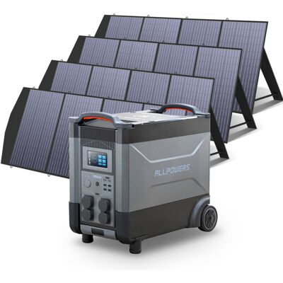 Allpowers Estación De Energía Portátil R4000 Con 4 X 200w Paneles Solares, Batería Lfp De 3456wh, 4 Tomas Ca 4000w (6000w Pico), Carga Rápida De 1.2h, Generador Solar Para Acampar, Cortes, Ups Backup Allpowers Estación De Energía Portátil R4000 Con 4 X 200w Paneles Solares, Batería Lfp De 3456wh, 4 Tomas Ca 4000w (6000w Pico), Carga Rápida De 1.2h, Generador Solar Para Acampar, Cortes, Ups Backup