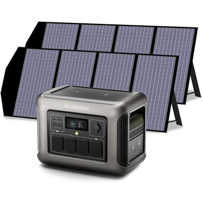 ALLPOWERS R1500 Estación de energía portátil con 2 paneles solares de 140W - Generador solar ALLPOWERS R1500 Estación de energía portátil con 2 paneles solares de 140W - Generador solar