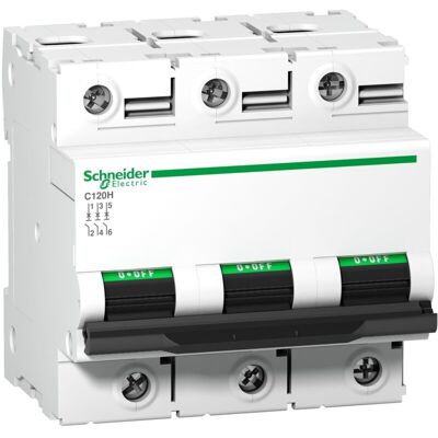 Schneider Electric Disjoncteur C120h 3p 125 A, Courbe C, 15 Ka - A9n18470 Schneider Electric Disjoncteur C120h 3p 125 A, Courbe C, 15 Ka - A9n18470