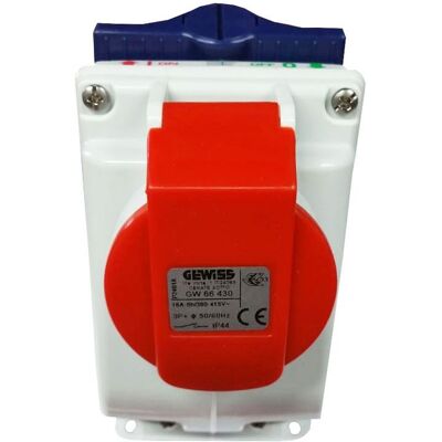 Gewiss - Toma De Corriente Vertical Con Enclavamiento 3p+e 16a Ip44 Gw66430 Gewiss - Toma De Corriente Vertical Con Enclavamiento 3p+e 16a Ip44 Gw66430
