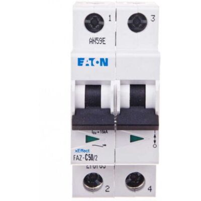 Interruptor automático Eaton 2P 50A Curva Tipo C - Montaje en DIN Interruptor automático Eaton 2P 50A Curva Tipo C - Montaje en DIN