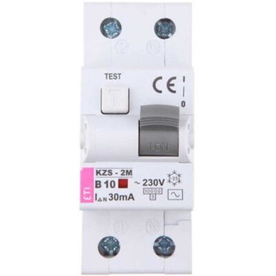 ETI Polam KZS-2M 1P+N 10A B 0,03A Interruptor diferencial - Sobrecarga ETI Polam KZS-2M 1P+N 10A B 0,03A Interruptor diferencial - Sobrecarga