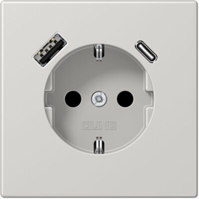 Jung Enchufe Schuko®, 16 A 250 V , Con Cargador Usb, 1 X Tipo A + 1 X Tipo C, Safety+, Serie Ls, Gris Claro Ls 1520-15 Ca Lg Jung Enchufe Schuko®, 16 A 250 V , Con Cargador Usb, 1 X Tipo A + 1 X Tipo C, Safety+, Serie Ls, Gris Claro Ls 1520-15 Ca Lg