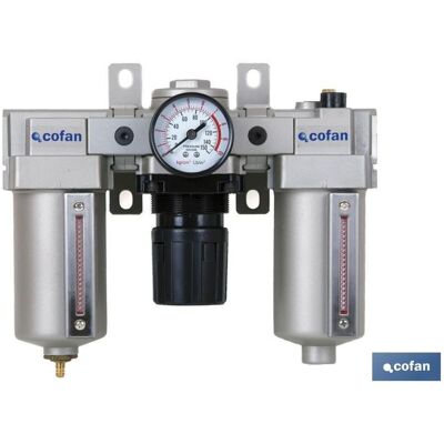 Cofan - Filtro Regulador+lubricante 1 , Regulador Decantador Y Lubricador De Instalaciones Neumáticas De Hasta 5000 Litros De Caudal De Consumo. Varias Posibilidades Según Consumo De Cofan - Filtro Regulador+lubricante 1 , Regulador Decantador Y Lubricador De Instalaciones Neumáticas De Hasta 5000 Litros De Caudal De Consumo. Varias Posibilidades Según Consumo De