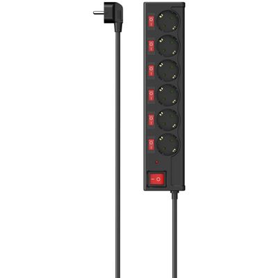 Regleta De 6 Tomas Con Interruptores Individuales (enchufe Múltiple, Interruptor General Más 6 Interruptores Individuales, Protección Contra Sobretensiones, Cable De 1.4m) Negro - Hama Regleta De 6 Tomas Con Interruptores Individuales (enchufe Múltiple, Interruptor General Más 6 Interruptores Individuales, Protección Contra Sobretensiones, Cable De 1.4m) Negro - Hama