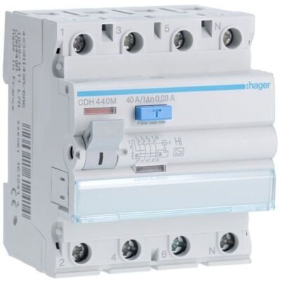Hager Modelo CDH440M 4P 40A 30mA Interruptor Diferencial Alta Inmunidad - Disyuntor Hager Modelo CDH440M 4P 40A 30mA Interruptor Diferencial Alta Inmunidad - Disyuntor